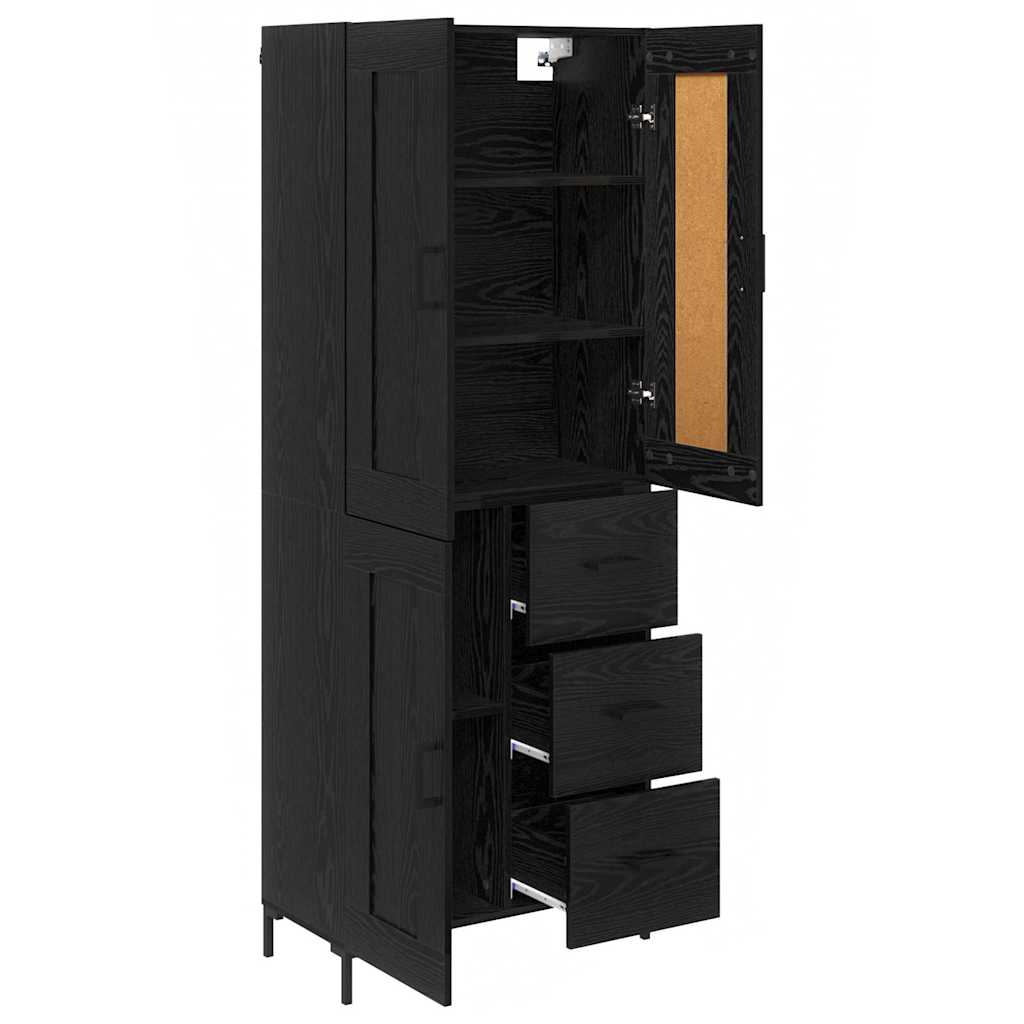 vidaXL Highboard z szufladą 2 pcs Czarny Dąb Materiał drewnopochodny