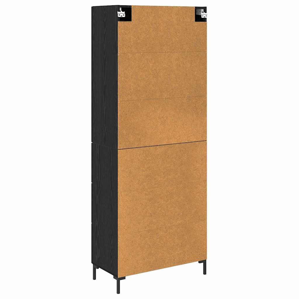 vidaXL Highboard z szufladą 2 pcs Czarny Dąb Materiał drewnopochodny