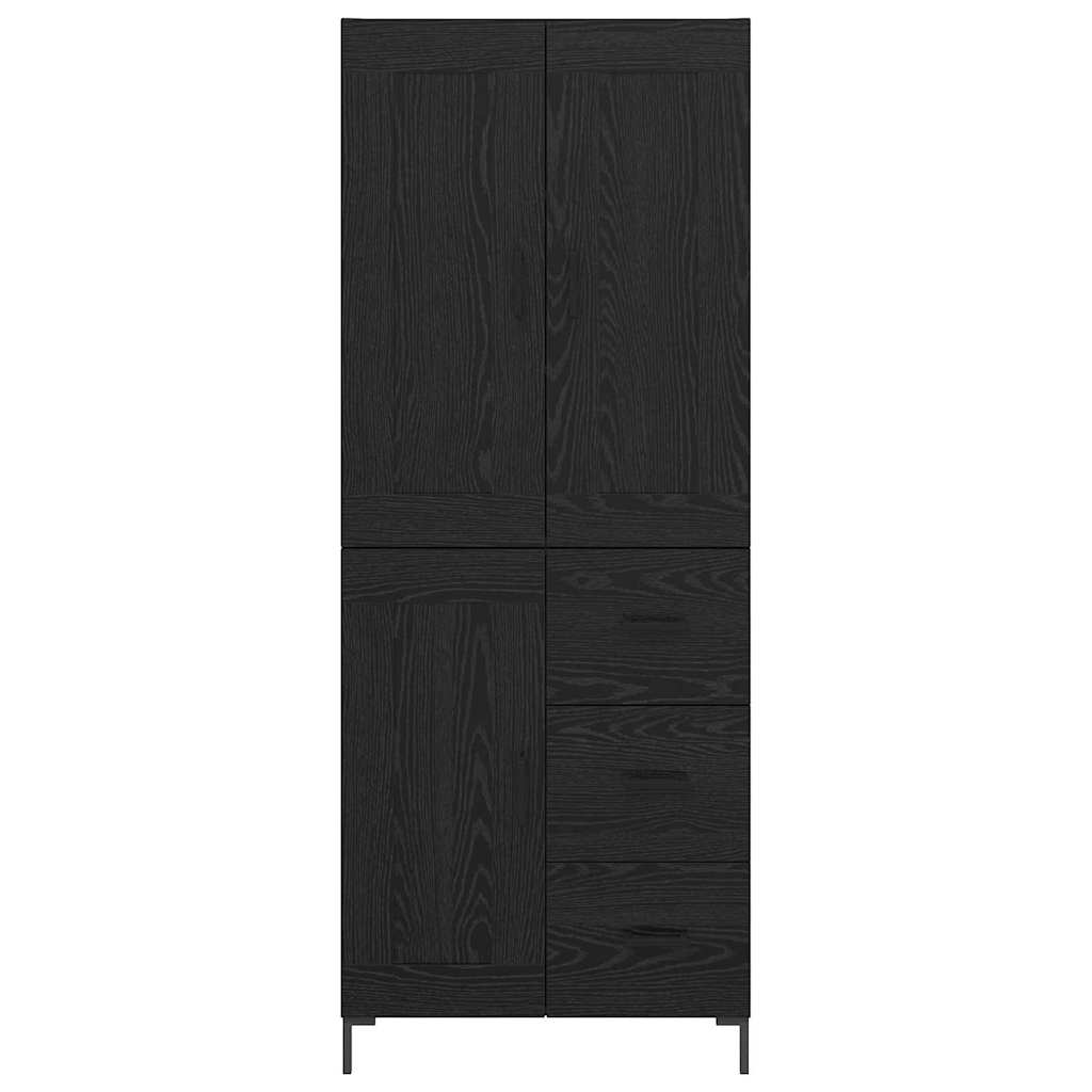 vidaXL Highboard z szufladą 2 pcs Czarny Dąb Materiał drewnopochodny