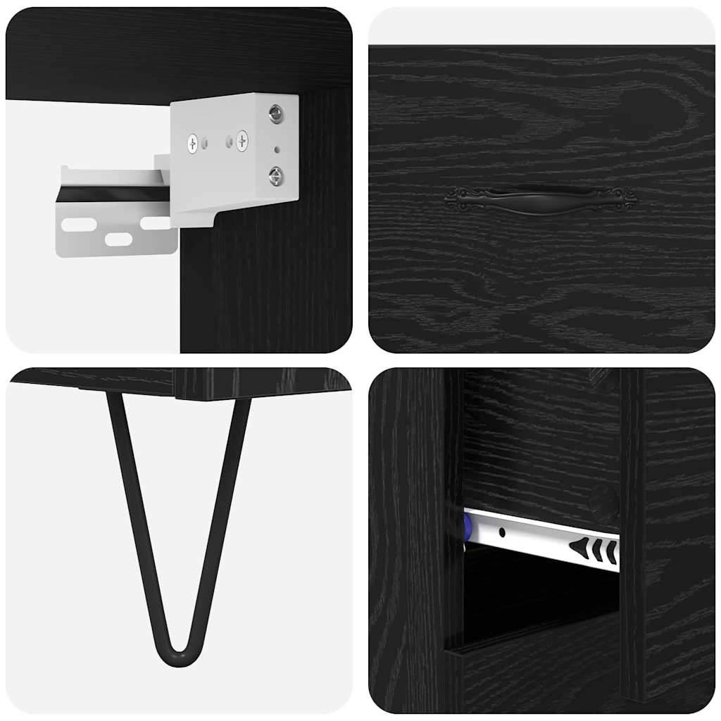 vidaXL Highboard z szufladą 2 pcs Czarny Dąb Materiał drewnopochodny