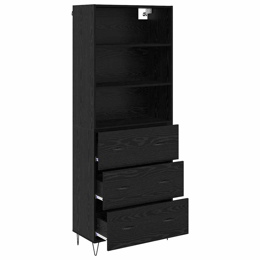 vidaXL Highboard z szufladą 2 pcs Czarny Dąb Materiał drewnopochodny
