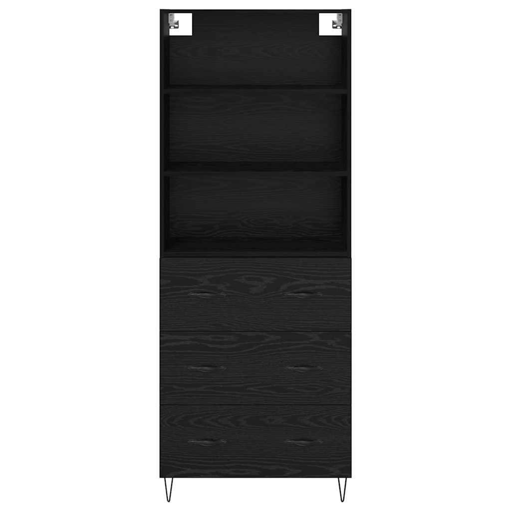 vidaXL Highboard z szufladą 2 pcs Czarny Dąb Materiał drewnopochodny