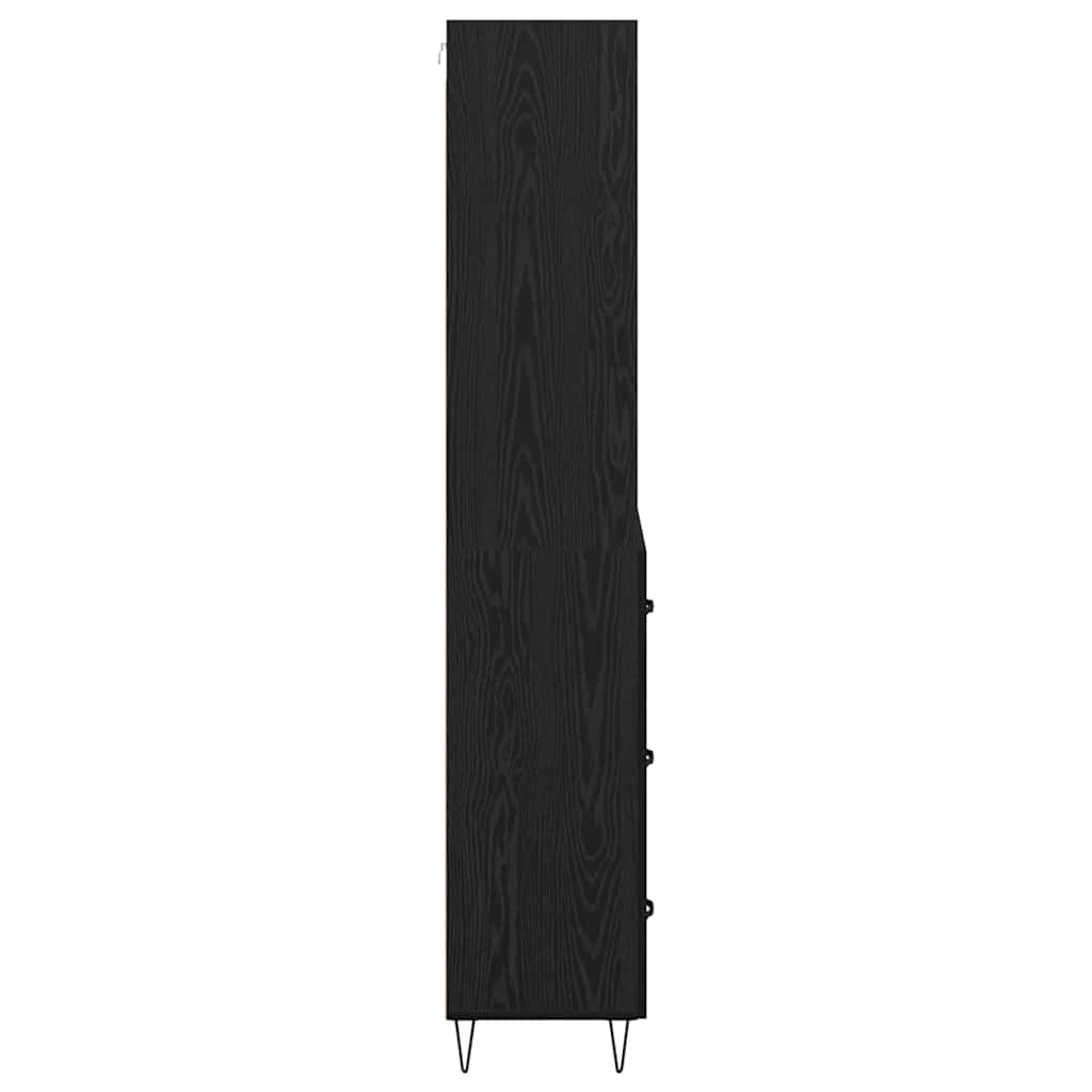 vidaXL Highboard z szufladą 2 pcs Czarny Dąb Materiał drewnopochodny