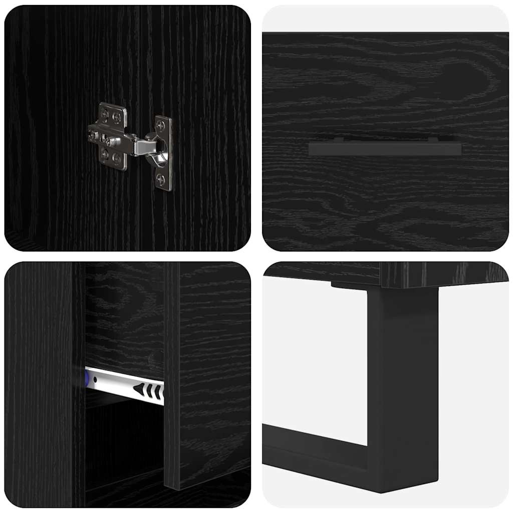 vidaXL Highboard Czarny Dąb 34,5 x 34 x 180 cm Materiał drewnopochodny