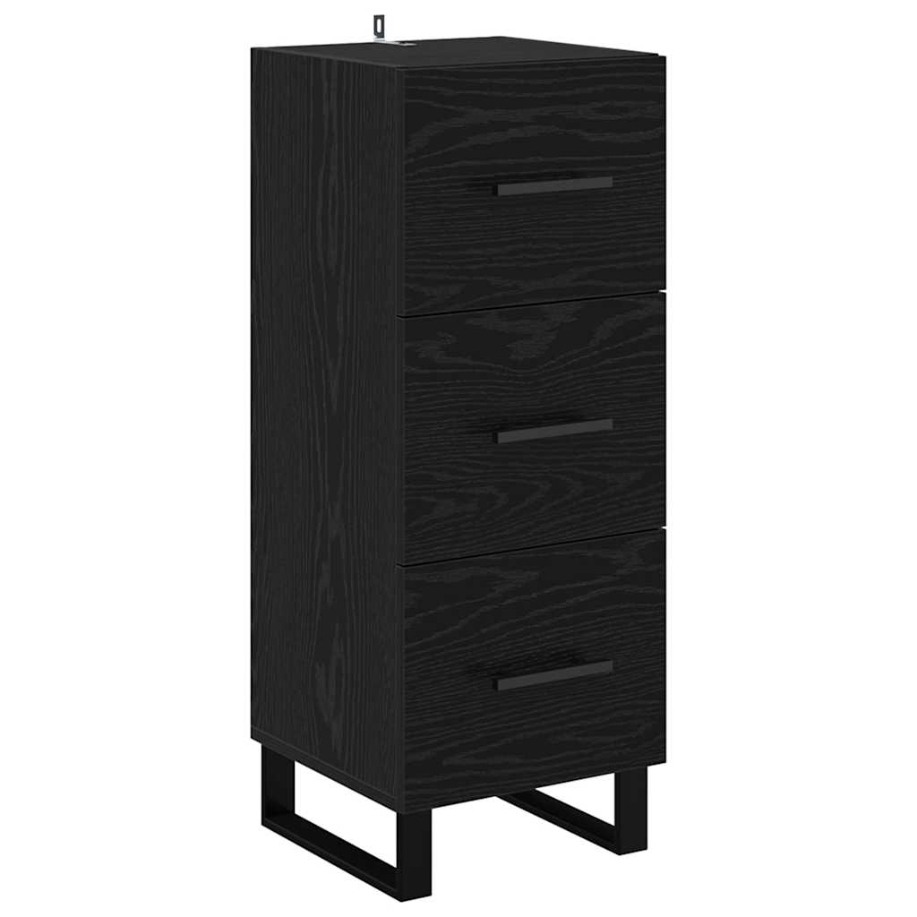 vidaXL Highboard Czarny Dąb 34,5 x 34 x 180 cm Materiał drewnopochodny