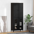 vidaXL Highboard Czarny Dąb 69,5 x 34 x 180 cm Materiał drewnopochodny