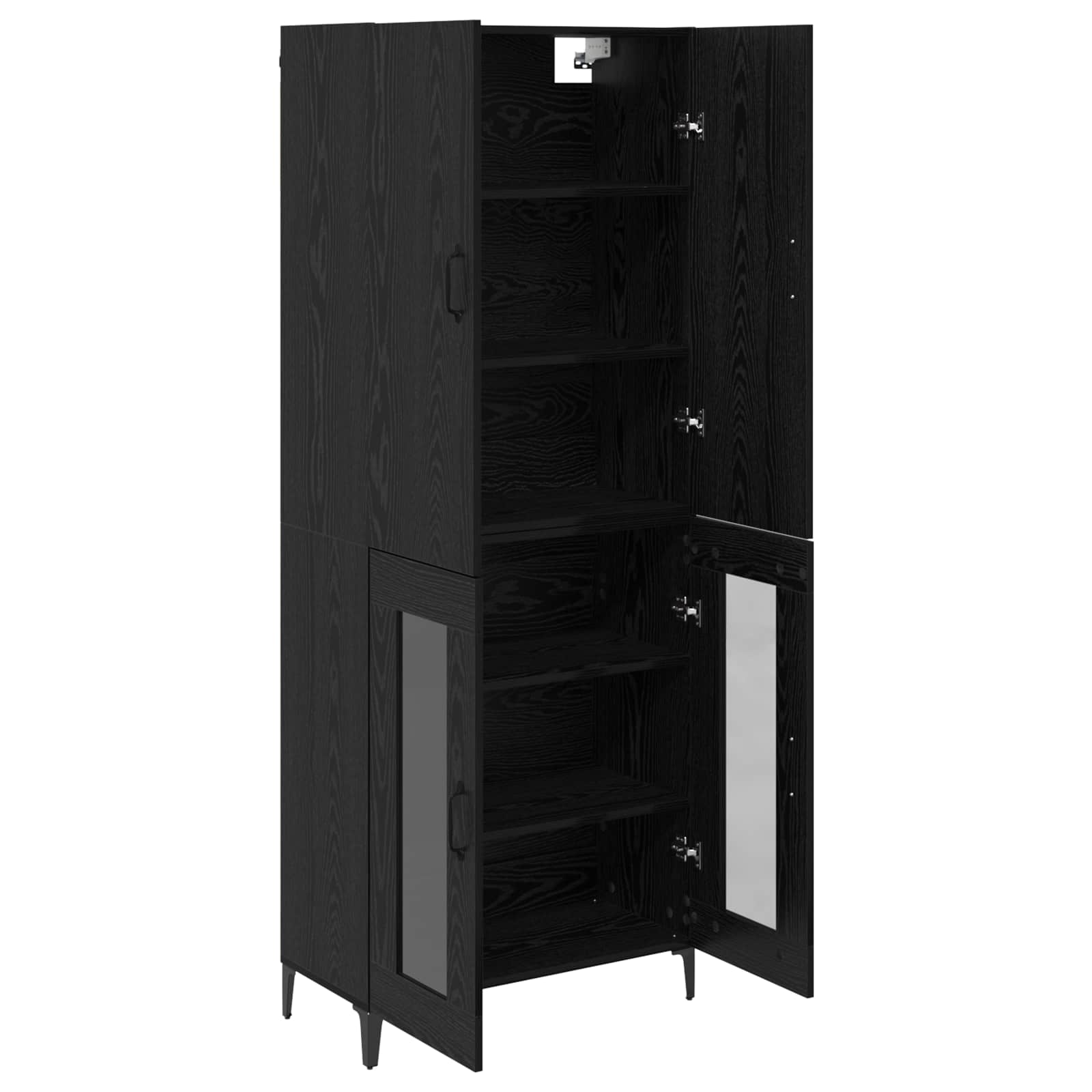 vidaXL Highboard Czarny Dąb 69,5 x 34 x 180 cm Materiał drewnopochodny