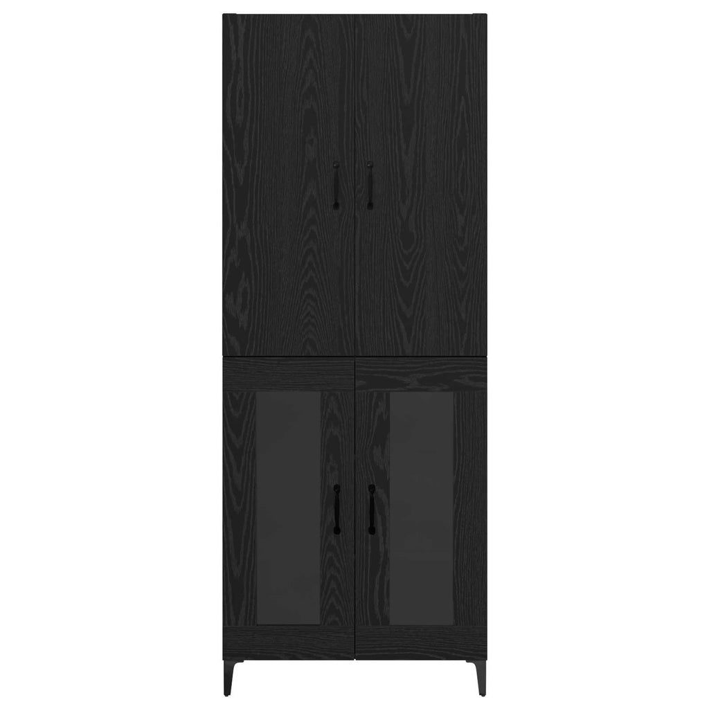 vidaXL Highboard Czarny Dąb 69,5 x 34 x 180 cm Materiał drewnopochodny
