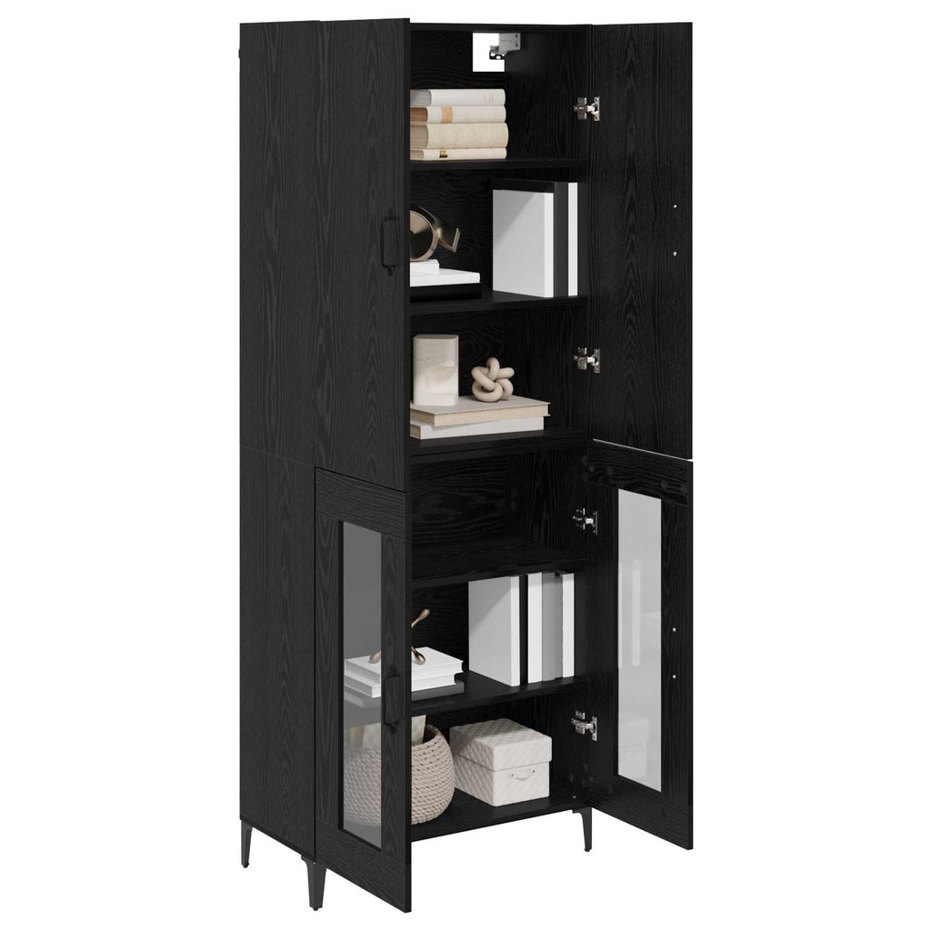 vidaXL Highboard Czarny Dąb 69,5 x 34 x 180 cm Materiał drewnopochodny