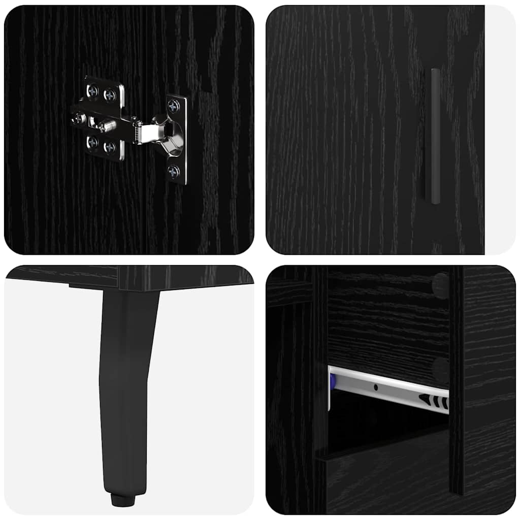 vidaXL Highboard 2 pcs Czarny dąb Drewno inżynieryjne i szkło