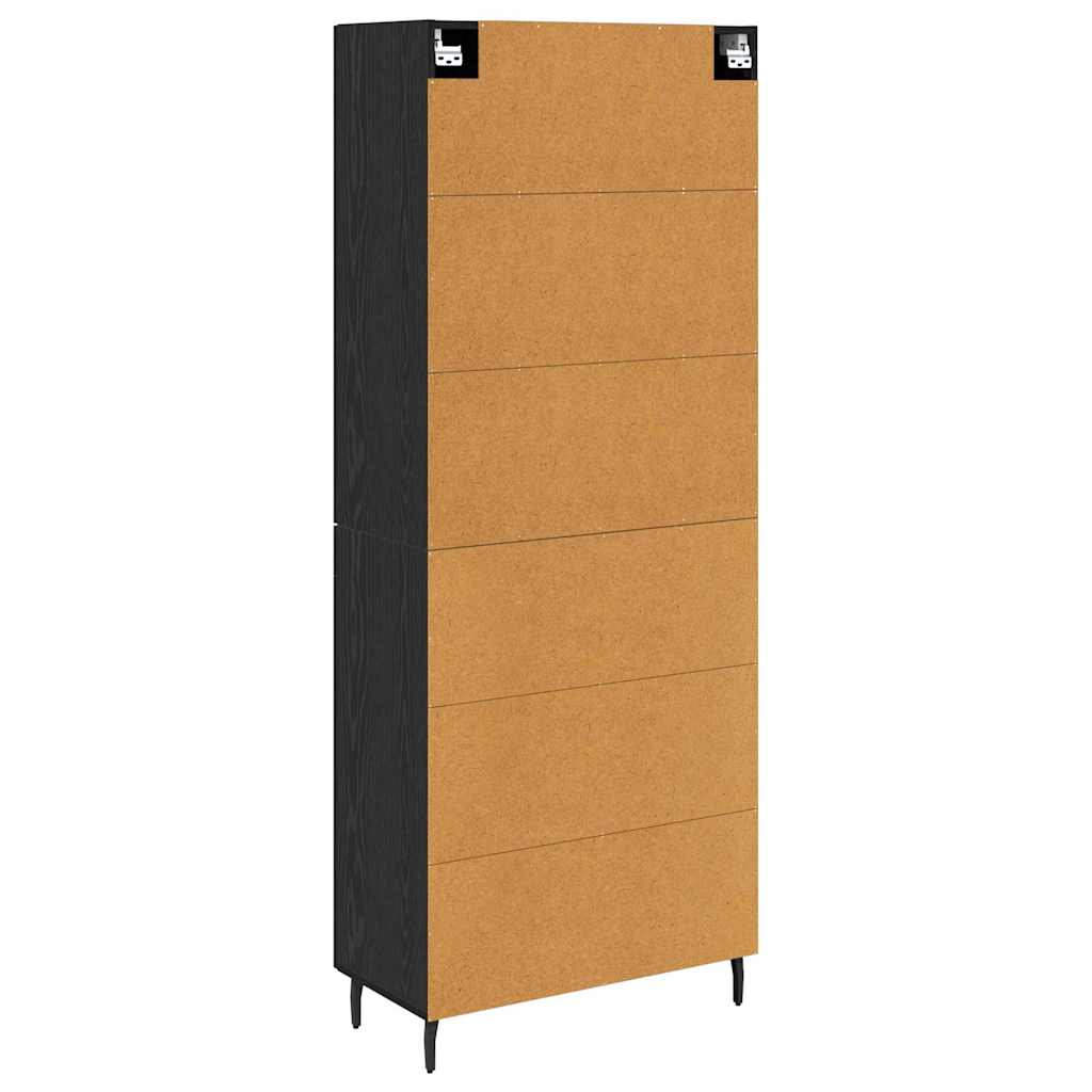 vidaXL Highboard 2 pcs Czarny dąb Drewno inżynieryjne i szkło