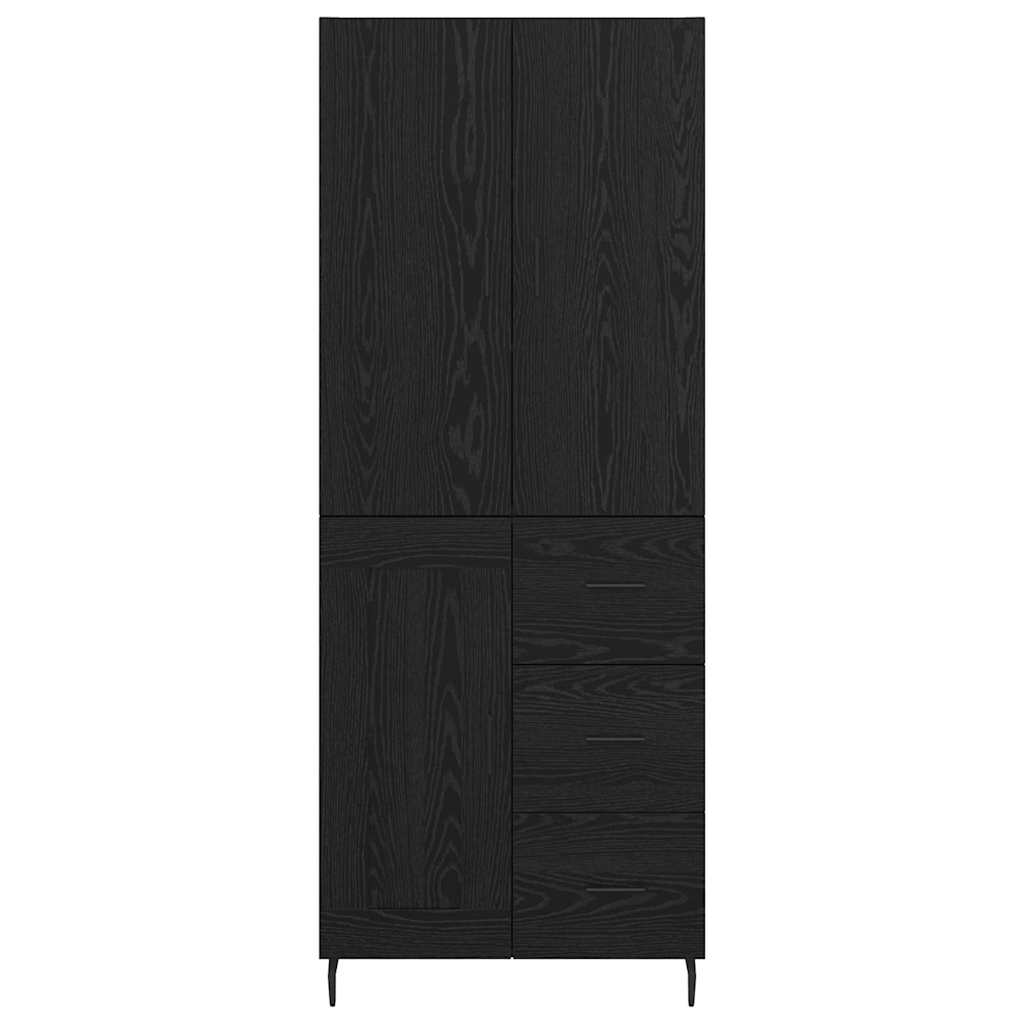 vidaXL Highboard 2 pcs Czarny dąb Drewno inżynieryjne i szkło