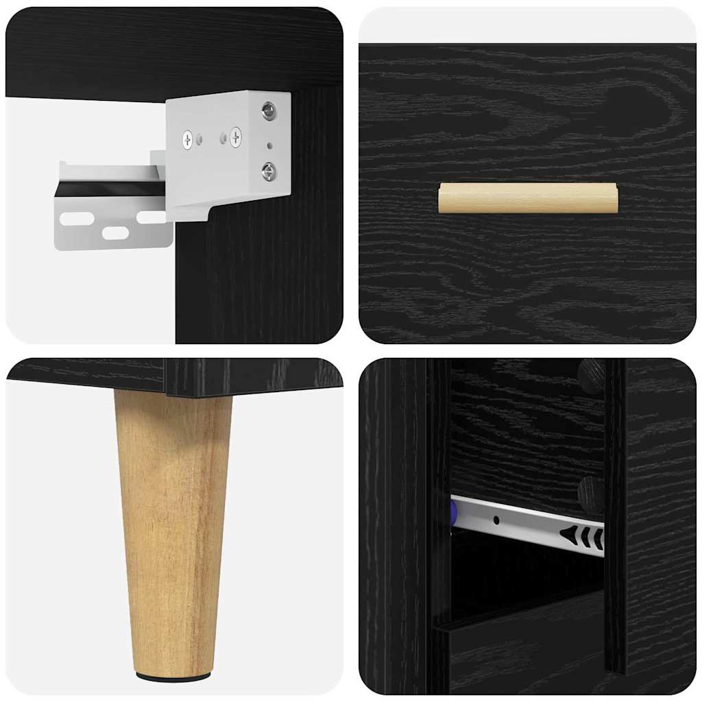 vidaXL Highboard z szufladą Czarny Dąb 69,5 x 32,5 x 180 cm