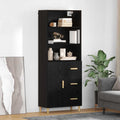 vidaXL Highboard z szufladą Czarny Dąb 69,5 x 32,5 x 180 cm
