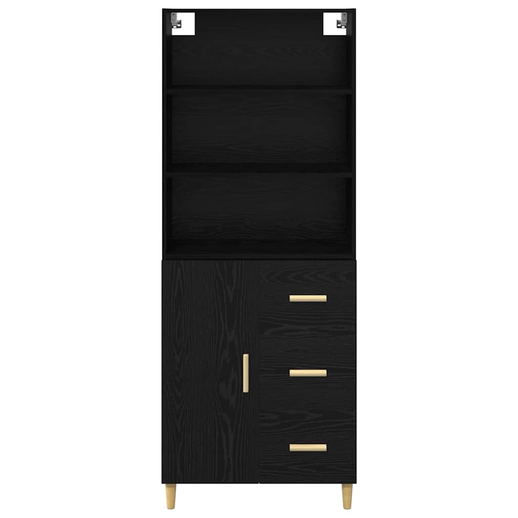 vidaXL Highboard z szufladą Czarny Dąb 69,5 x 32,5 x 180 cm