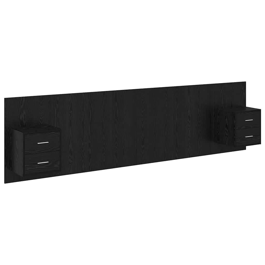 vidaXL Zagłówek z szafką 3 pcs Czarny Dąb Materiał drewnopochodny