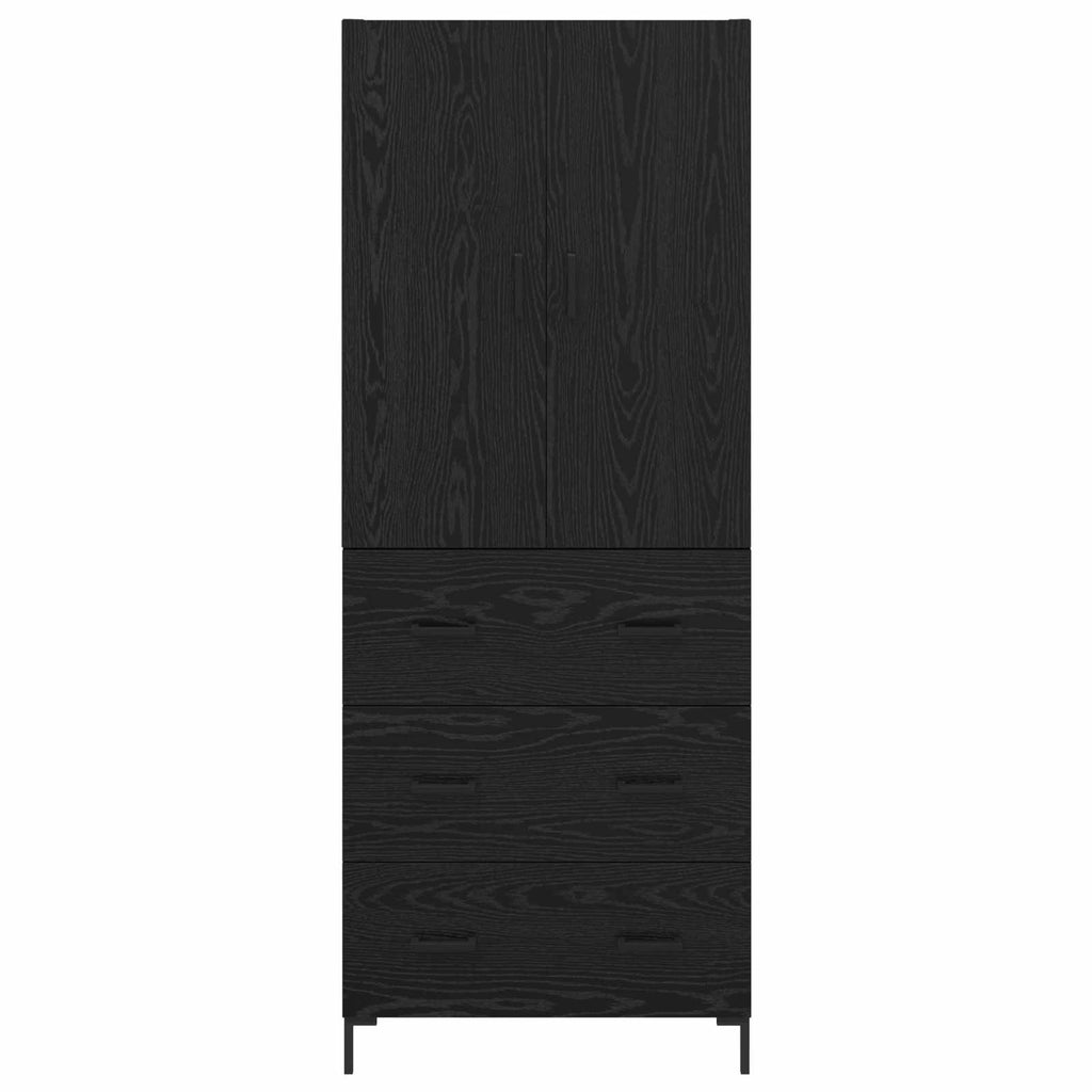 vidaXL Highboard Czarny Dąb 69,5 x 34 x 180 cm Materiał drewnopochodny