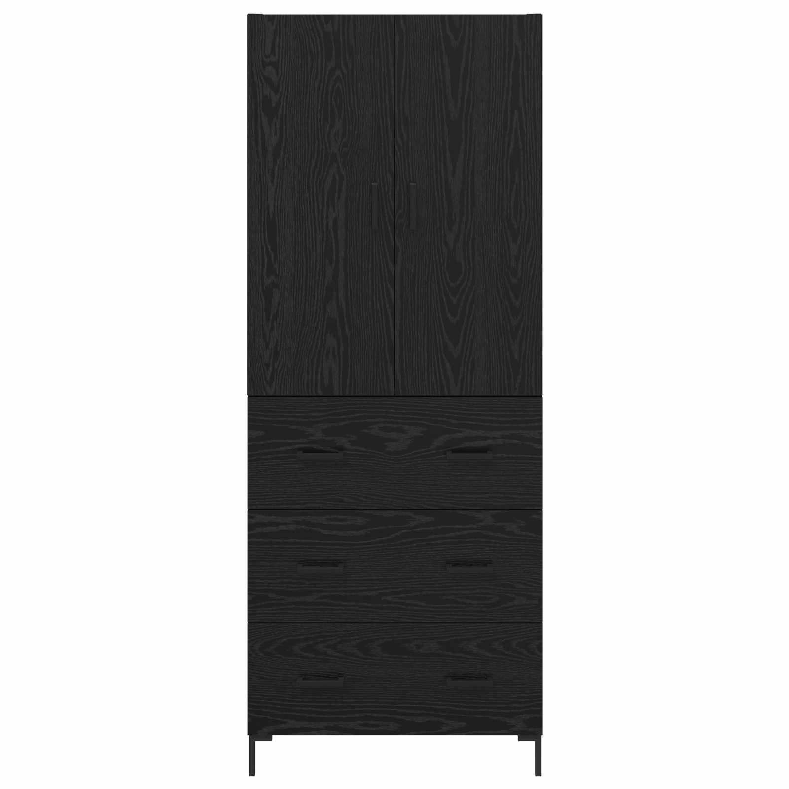 vidaXL Highboard Czarny Dąb 69,5 x 34 x 180 cm Materiał drewnopochodny