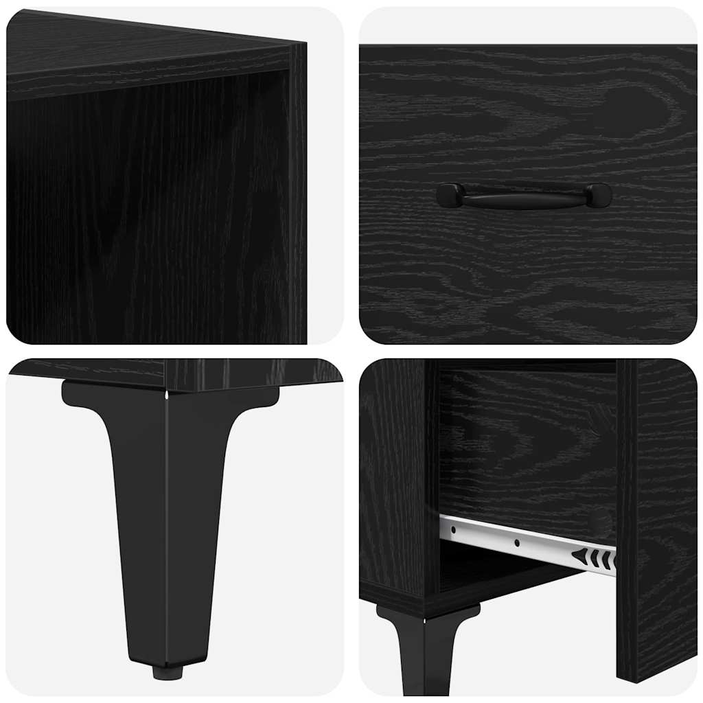 vidaXL Highboard Czarny Dąb 69,5 x 34 x 180 cm Materiał drewnopochodny