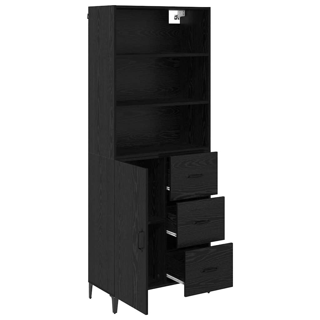 vidaXL Highboard Czarny Dąb 69,5 x 34 x 180 cm Materiał drewnopochodny