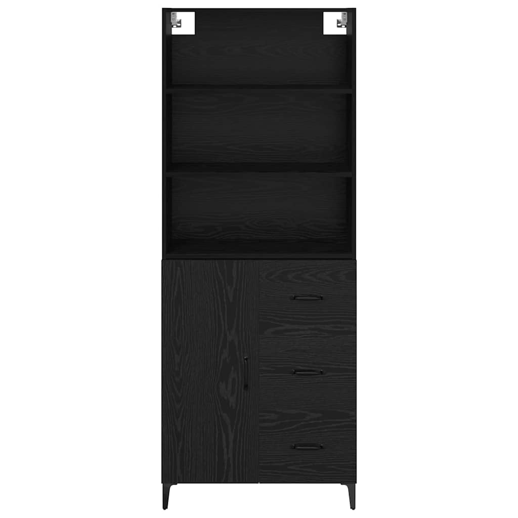 vidaXL Highboard Czarny Dąb 69,5 x 34 x 180 cm Materiał drewnopochodny