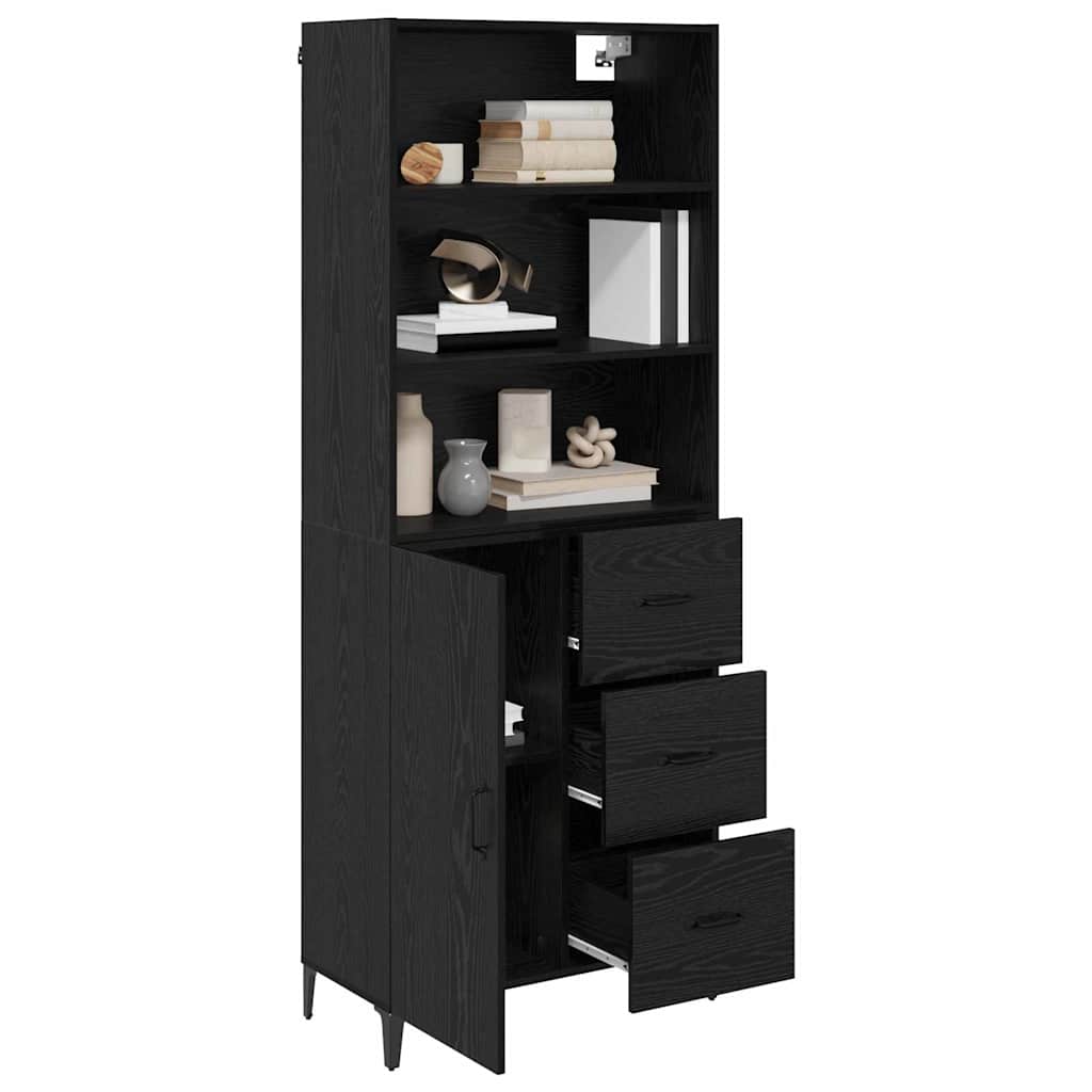 vidaXL Highboard Czarny Dąb 69,5 x 34 x 180 cm Materiał drewnopochodny