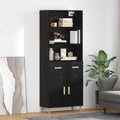vidaXL Highboard z szufladą Czarny Dąb 69,5 x 32,5 x 180 cm