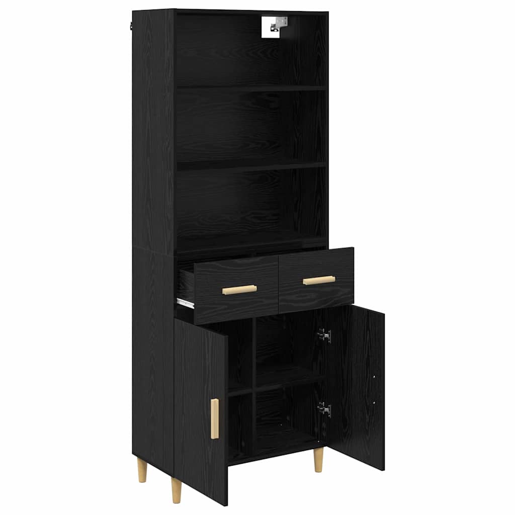 vidaXL Highboard z szufladą Czarny Dąb 69,5 x 32,5 x 180 cm