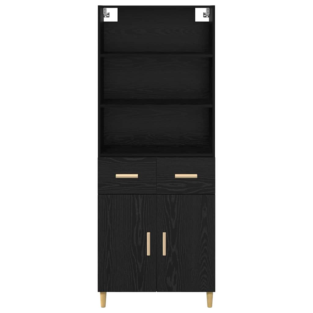 vidaXL Highboard z szufladą Czarny Dąb 69,5 x 32,5 x 180 cm