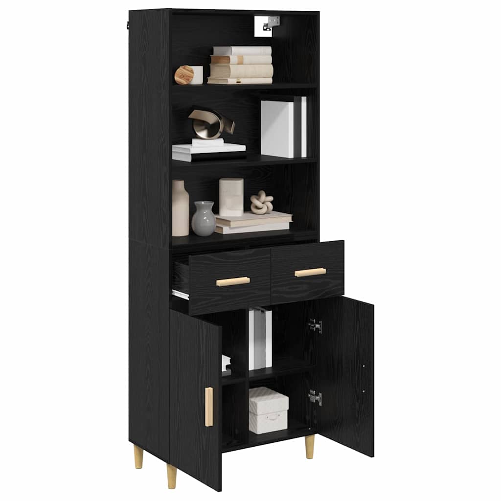 vidaXL Highboard z szufladą Czarny Dąb 69,5 x 32,5 x 180 cm