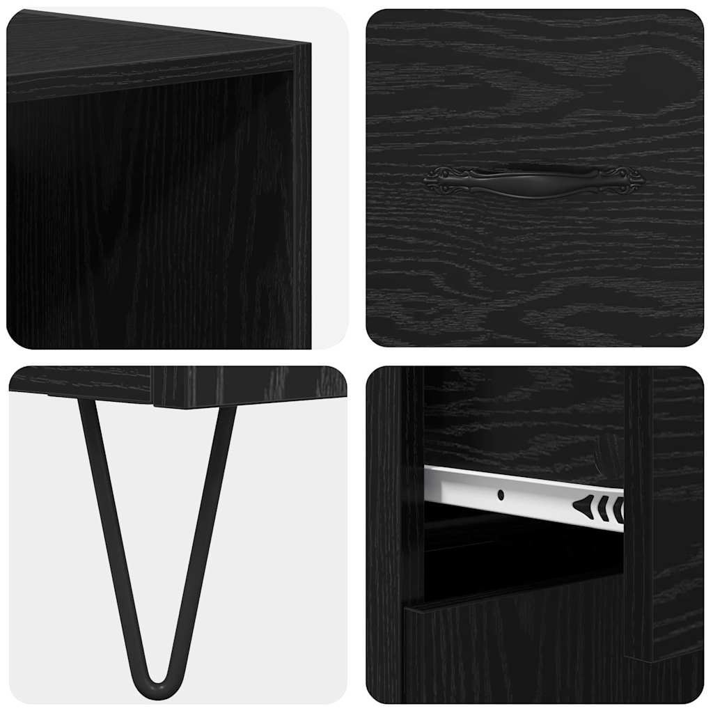vidaXL Highboard z szufladą 2 pcs Czarny Dąb Materiał drewnopochodny