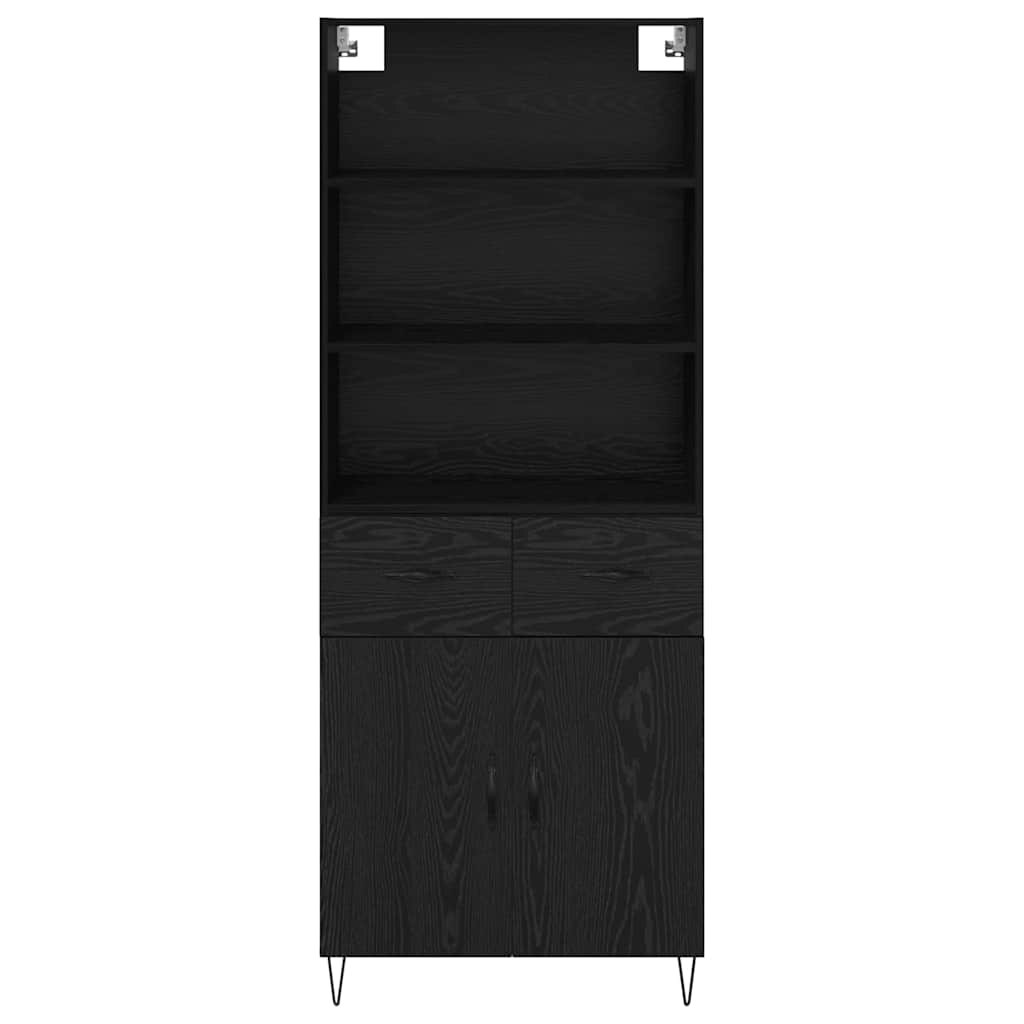 vidaXL Highboard z szufladą 2 pcs Czarny Dąb Materiał drewnopochodny