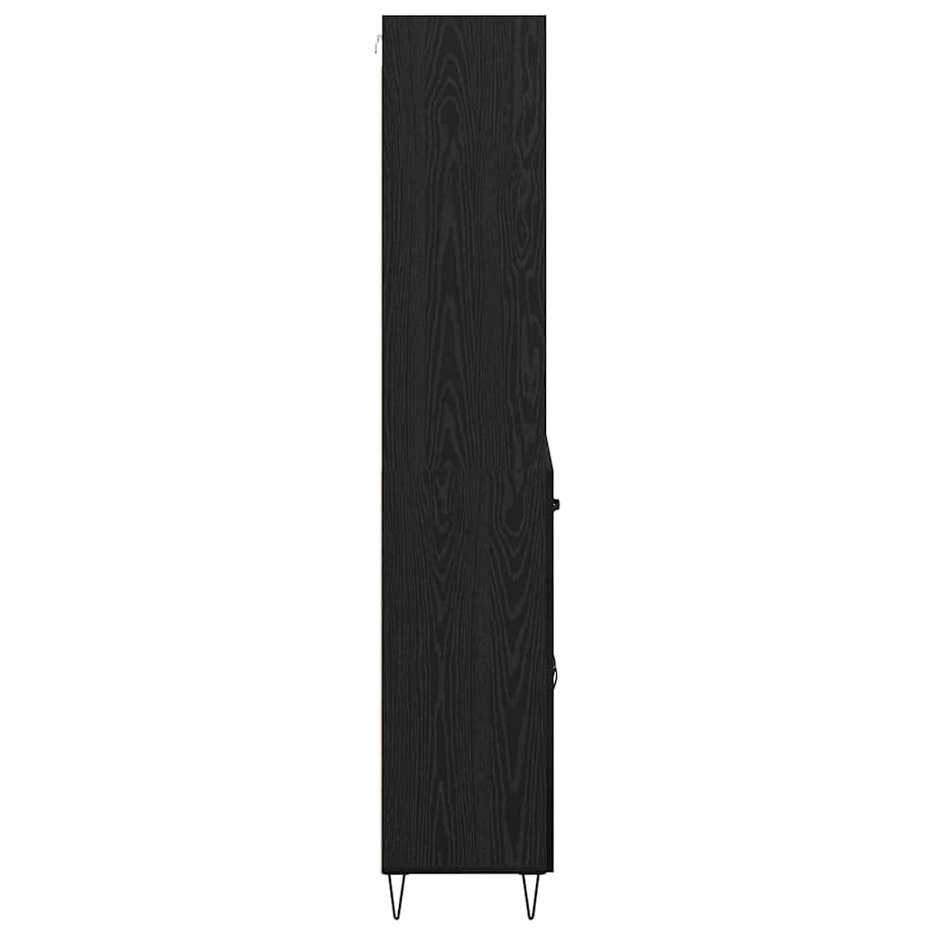 vidaXL Highboard z szufladą 2 pcs Czarny Dąb Materiał drewnopochodny