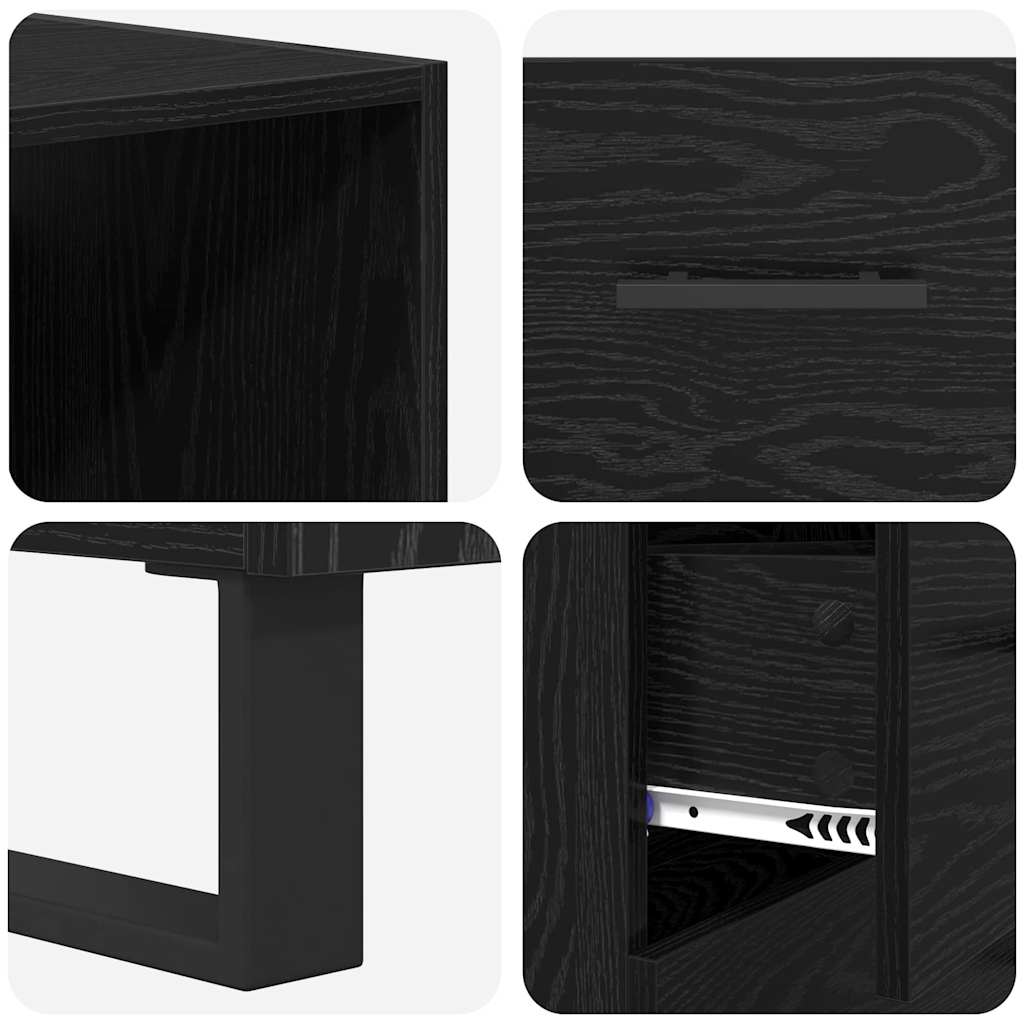 vidaXL Highboard Czarny Dąb 69,5 x 34 x 180 cm Materiał drewnopochodny