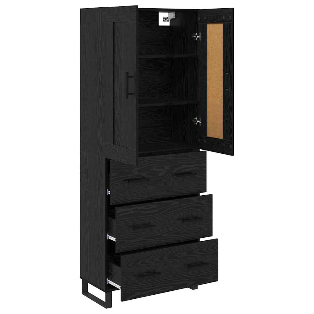 vidaXL Highboard Czarny Dąb 69,5 x 34 x 180 cm Materiał drewnopochodny