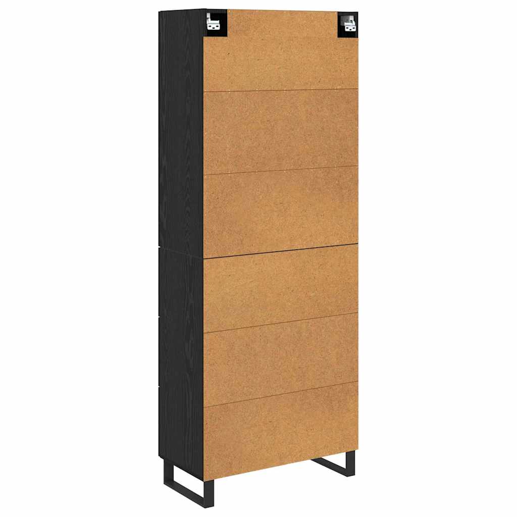 vidaXL Highboard Czarny Dąb 69,5 x 34 x 180 cm Materiał drewnopochodny