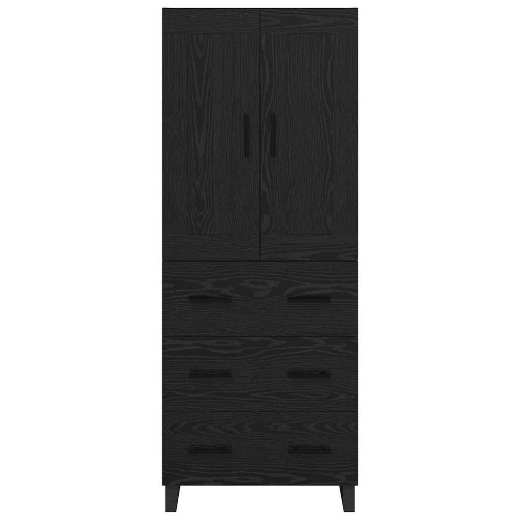 vidaXL Highboard Czarny Dąb 69,5 x 34 x 180 cm Materiał drewnopochodny