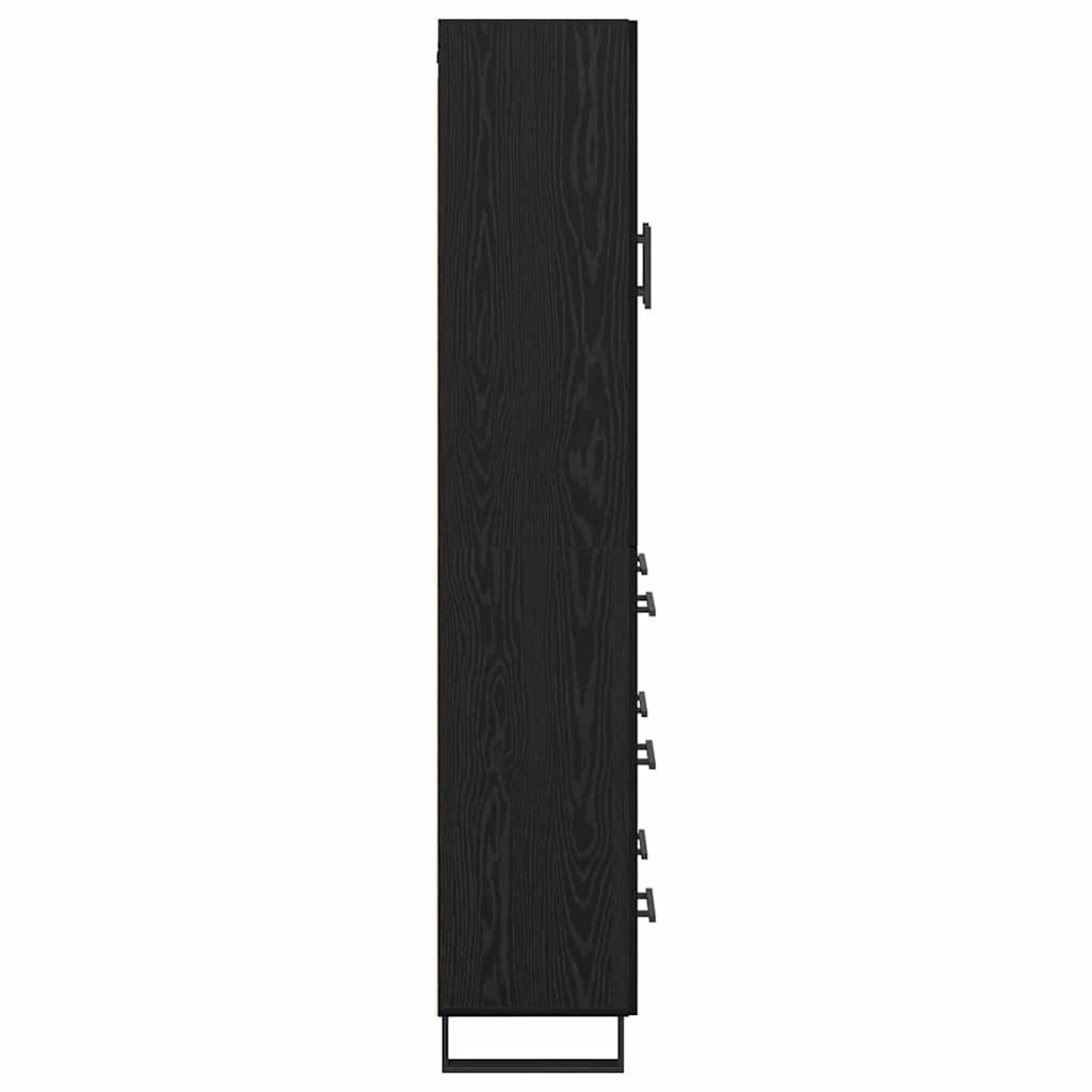 vidaXL Highboard Czarny Dąb 69,5 x 34 x 180 cm Materiał drewnopochodny