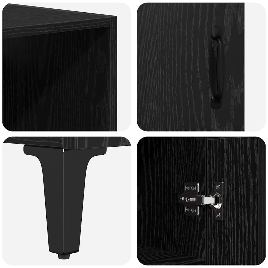 vidaXL Highboard Czarny Dąb 69,5 x 34 x 180 cm Materiał drewnopochodny
