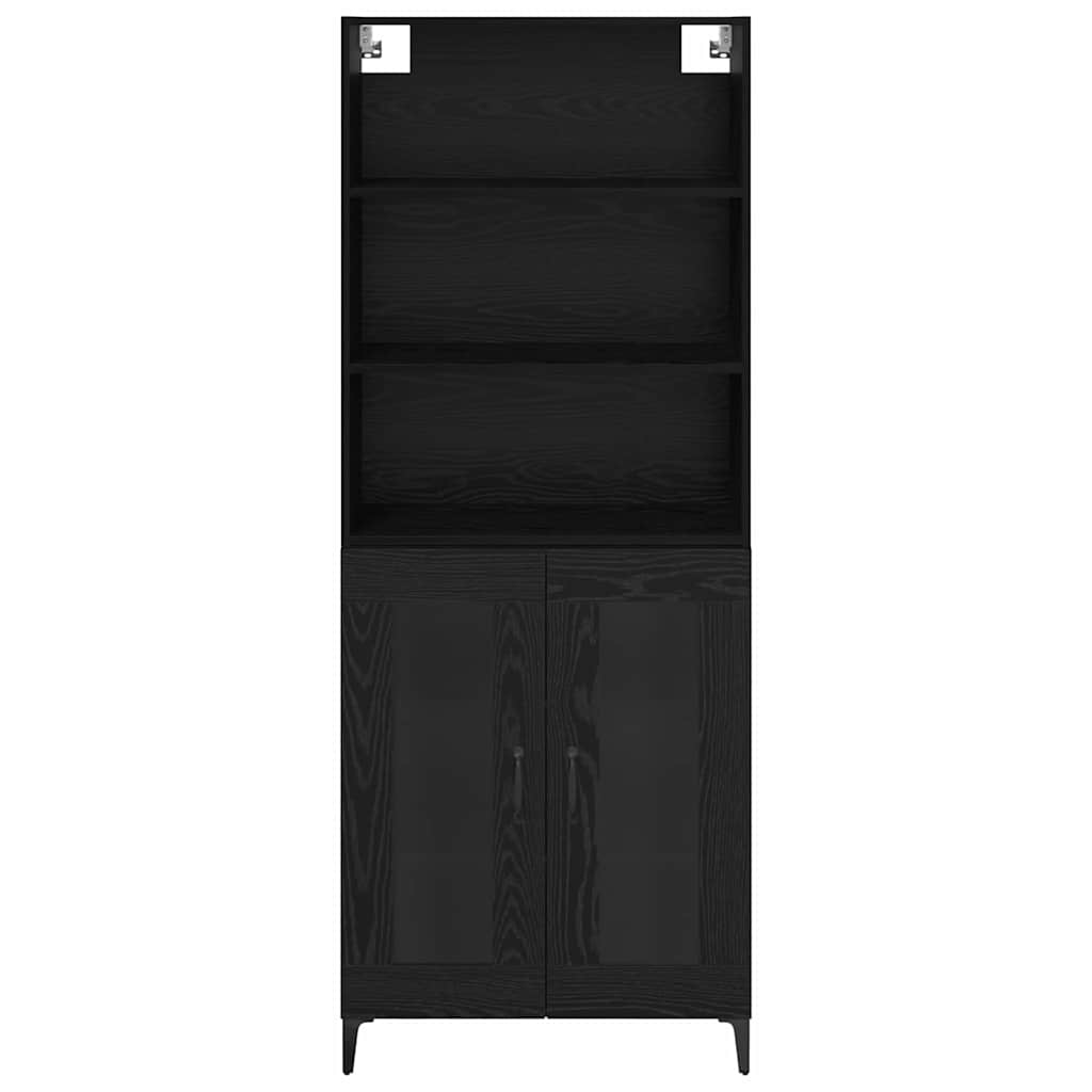 vidaXL Highboard Czarny Dąb 69,5 x 34 x 180 cm Materiał drewnopochodny