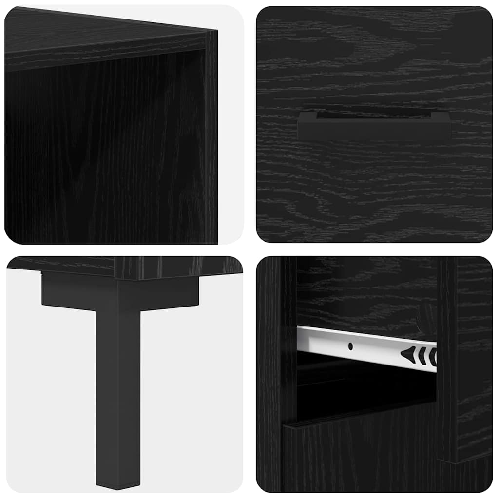 vidaXL Highboard Czarny Dąb 69,5 x 34 x 180 cm Materiał drewnopochodny