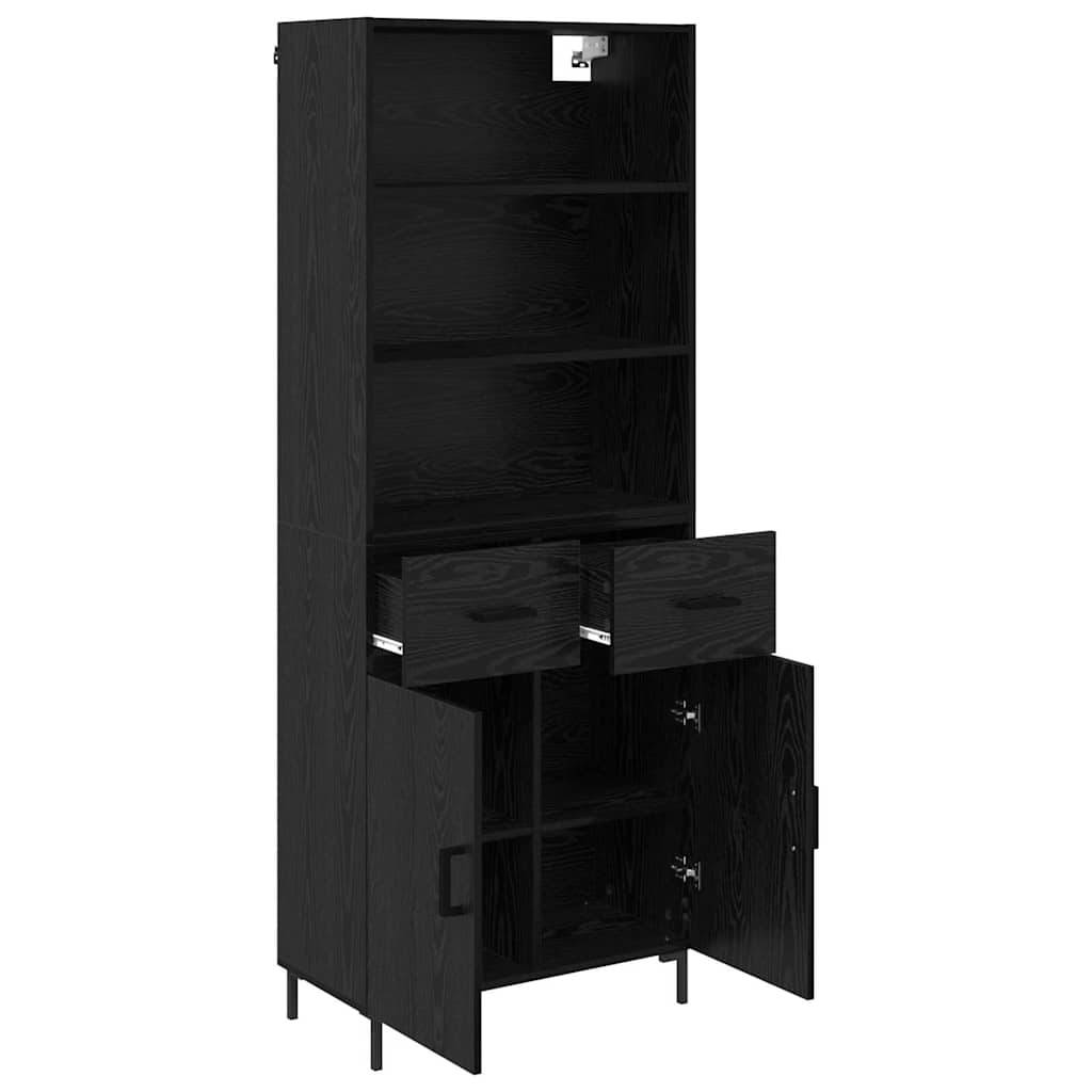 vidaXL Highboard Czarny Dąb 69,5 x 34 x 180 cm Materiał drewnopochodny