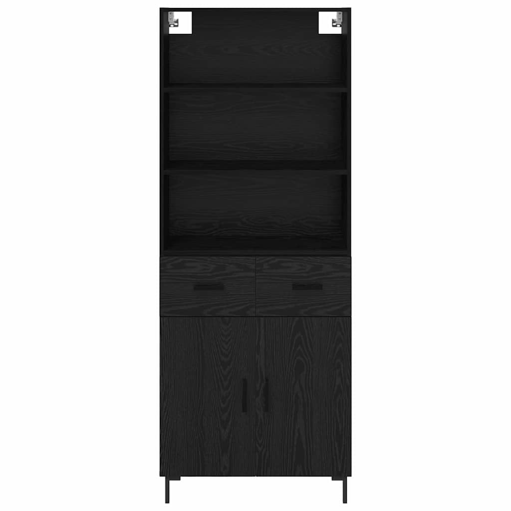 vidaXL Highboard Czarny Dąb 69,5 x 34 x 180 cm Materiał drewnopochodny