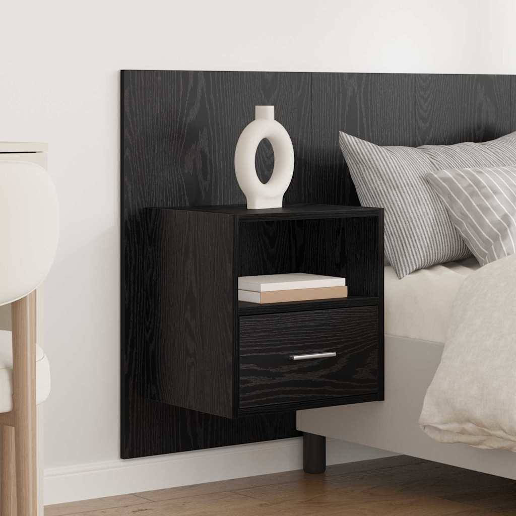 vidaXL Zagłówek z szafką 3 pcs Czarny Dąb Materiał drewnopochodny