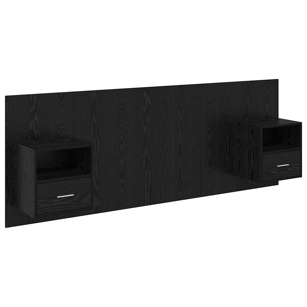 vidaXL Zagłówek z szafką 3 pcs Czarny Dąb Materiał drewnopochodny