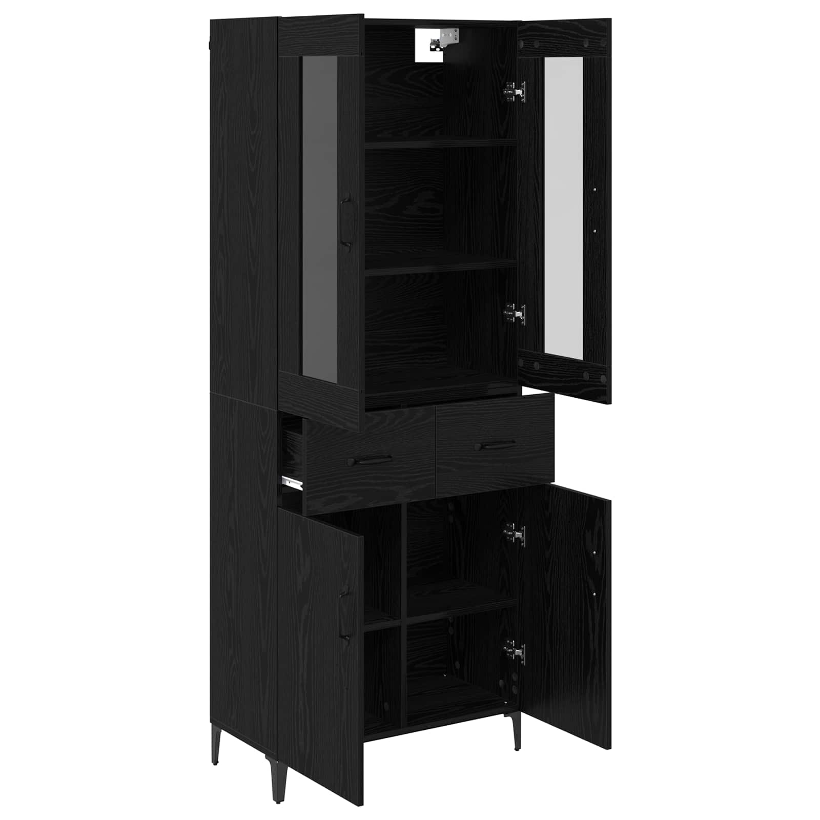 vidaXL Highboard Czarny Dąb 69,5 x 34 x 180 cm Materiał drewnopochodny
