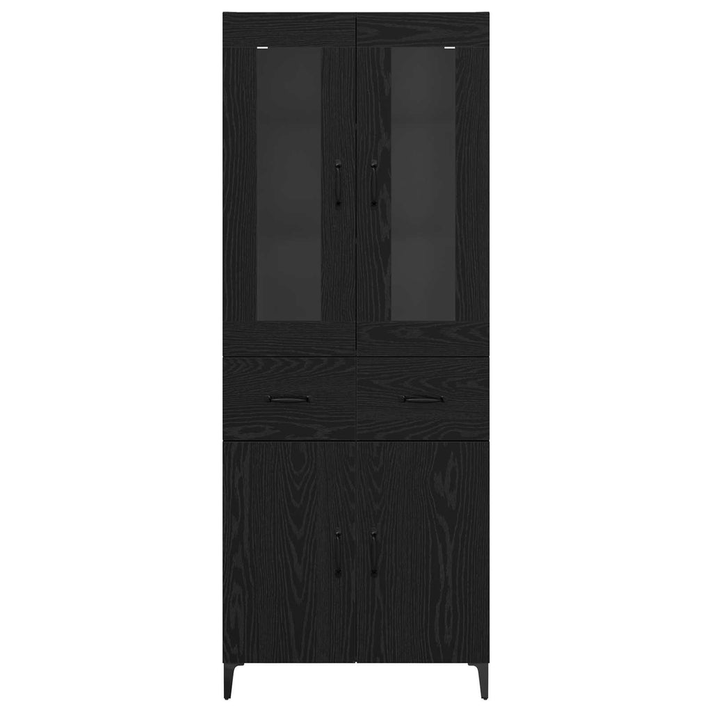 vidaXL Highboard Czarny Dąb 69,5 x 34 x 180 cm Materiał drewnopochodny