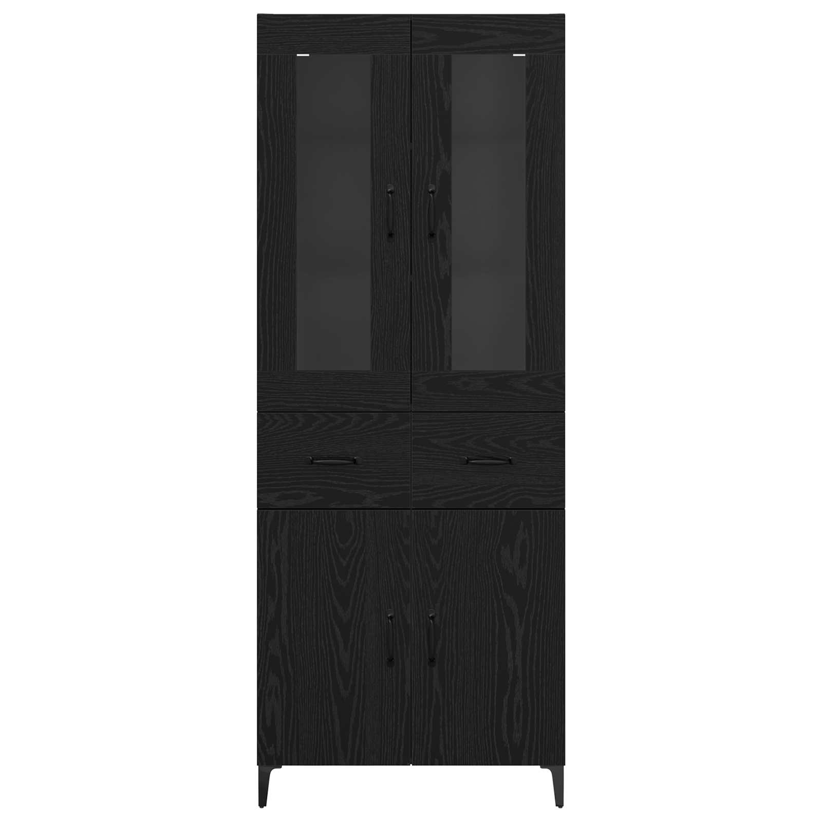 vidaXL Highboard Czarny Dąb 69,5 x 34 x 180 cm Materiał drewnopochodny