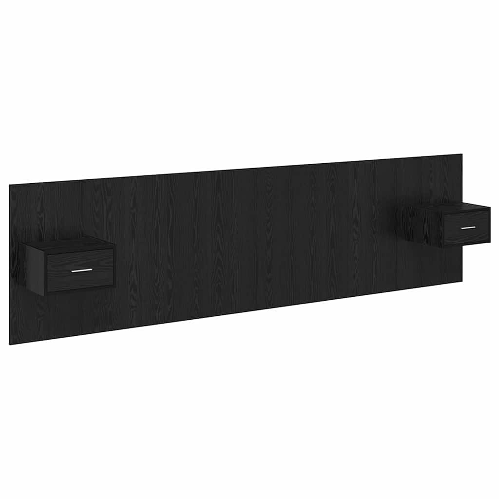 vidaXL Zagłówek z szafką 3 pcs Czarny Dąb Materiał drewnopochodny