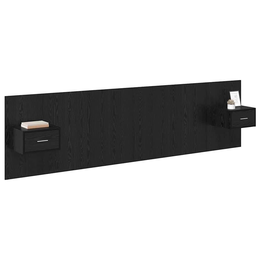 vidaXL Zagłówek z szafką 3 pcs Czarny Dąb Materiał drewnopochodny